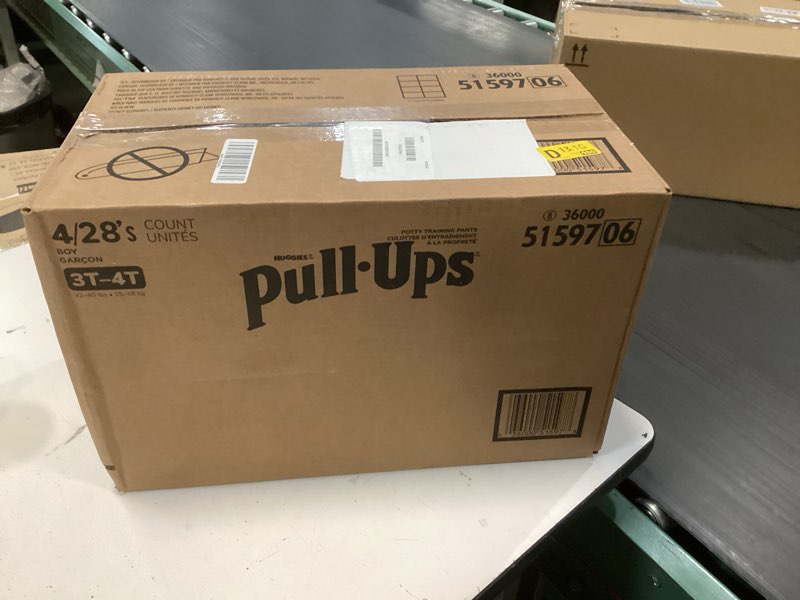 Condition photo showing New/Like New for Pull-Ups Boys' Potty Training Pants, Size 3T-4T Training Underwear (32-40 lbs), 112 Count (4 Packs of 28), Packaging May Vary 3T-4T 112