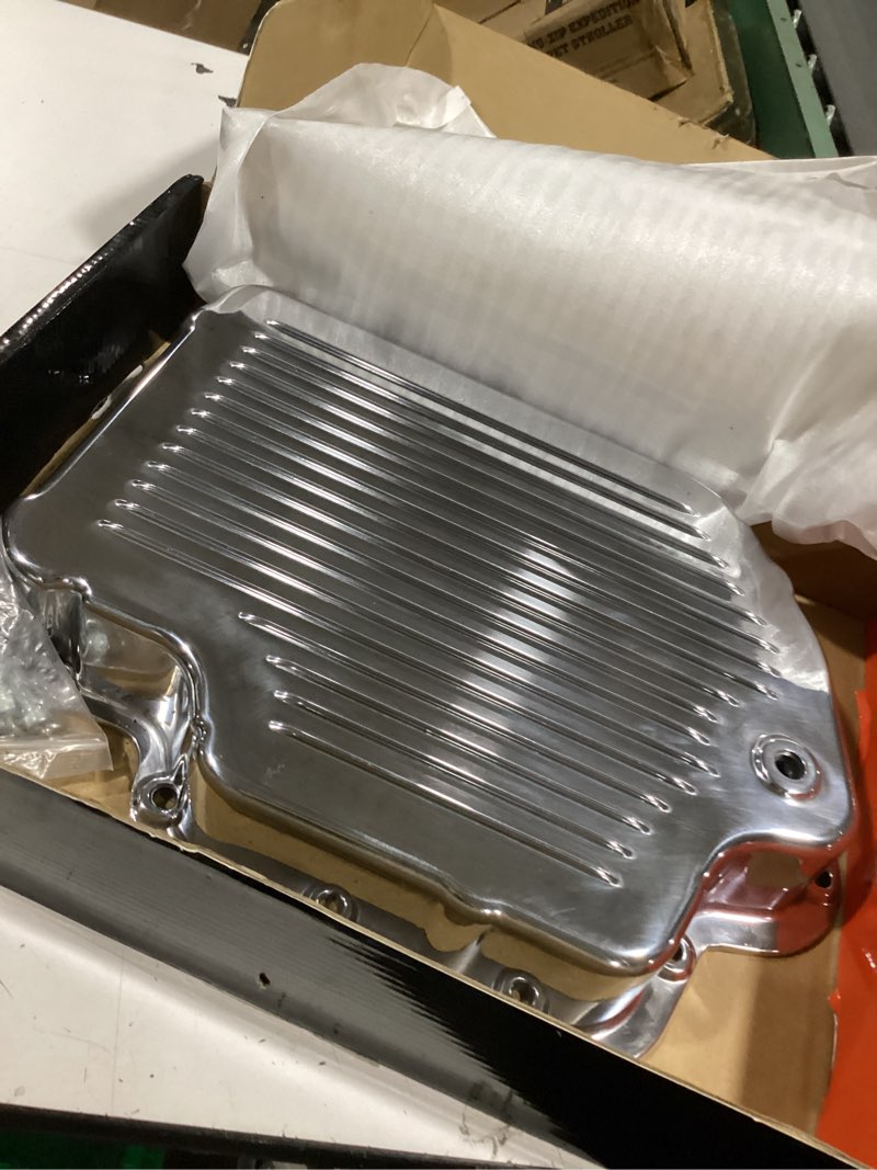 Condition photo showing Good Condition for a-premium finned aluminum transmission oil pan with drain plug and gasket, compatible with gm th400, 2-3/8" pan depth