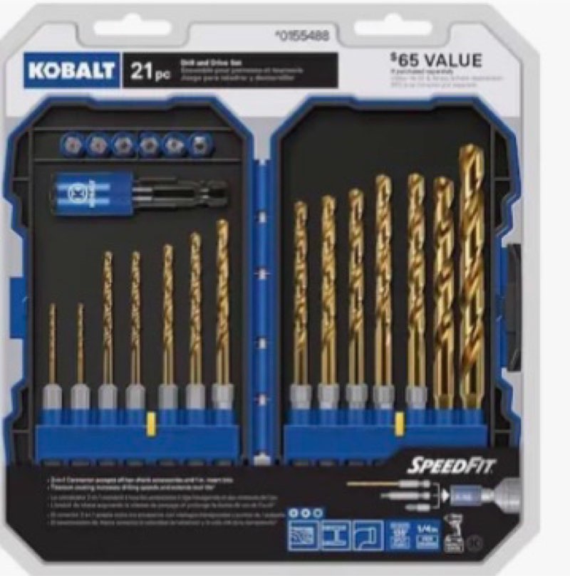 kobalt 29 -piece x titanium coated hss jobber length twist drill bit set