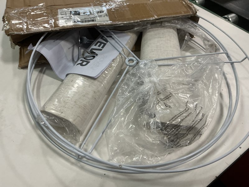 Condition photo showing New/Like New for VEVOR Drum Lamp Shade 2 Set, 16 in Top x 16 in Bottom x 12 in High, Large Lampshade with Harp, Replacement Lamp Shade for Table Lamps Floor Lamps Pendant Lights, Easy Assembly Required (Light Linen) Light Linen 16"x16"x12"(Set of 2)