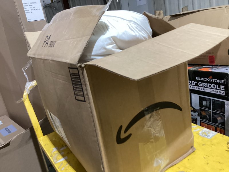Condition photo showing As Is for lbro2m canadian luxury goose down comforter queen size, 75% goose down 850+ fill power duvet with 1200tc 100% cotton shell all season bedding comforter, soft duvet insert (90"x90",white) white queen (90x90 in)