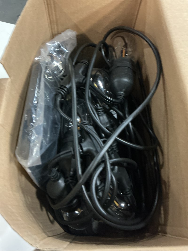 Condition photo showing Good Condition for harbor breeze 48-ft solar black indoor/outdoor string light with 20 white -light led edison bulbs