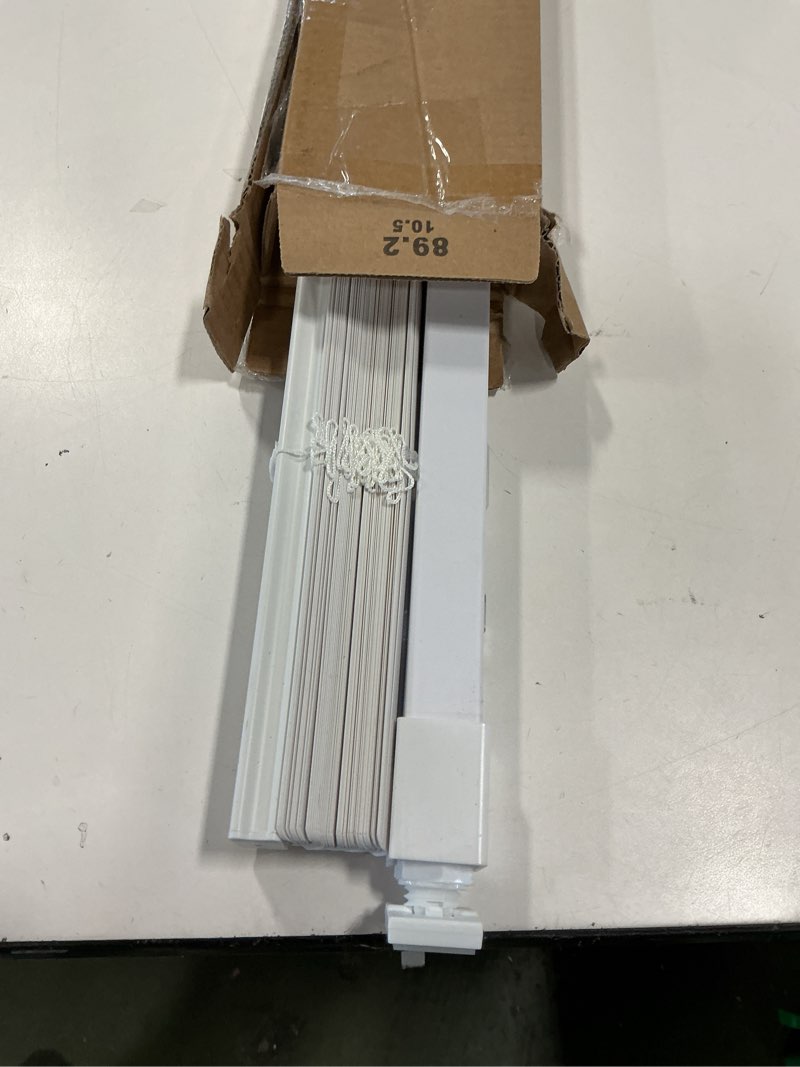 Condition photo showing New/Like New for LazBlinds Cordless White 1" Room Darkening Vinyl Mini Blinds, 35.5" W X 48" H Horizontal Window Blinds for Home, Cordless Shades for Indoor Windows White 35.5"W X 48"H