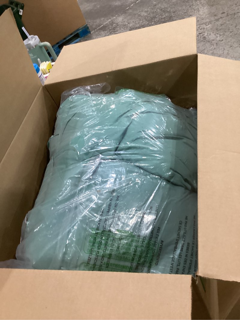 Condition photo showing Good Condition for Bedsure King Size Comforter Set Graysih Green - Bed in a Bag Bedding Set 7 Pieces, GentleSoft™ Pintuck Bed Set Gift for Family, Pinch Pleat Graysih Green Comforter with Sheets, Pillowcases & Shams King 08 - Graysih Green