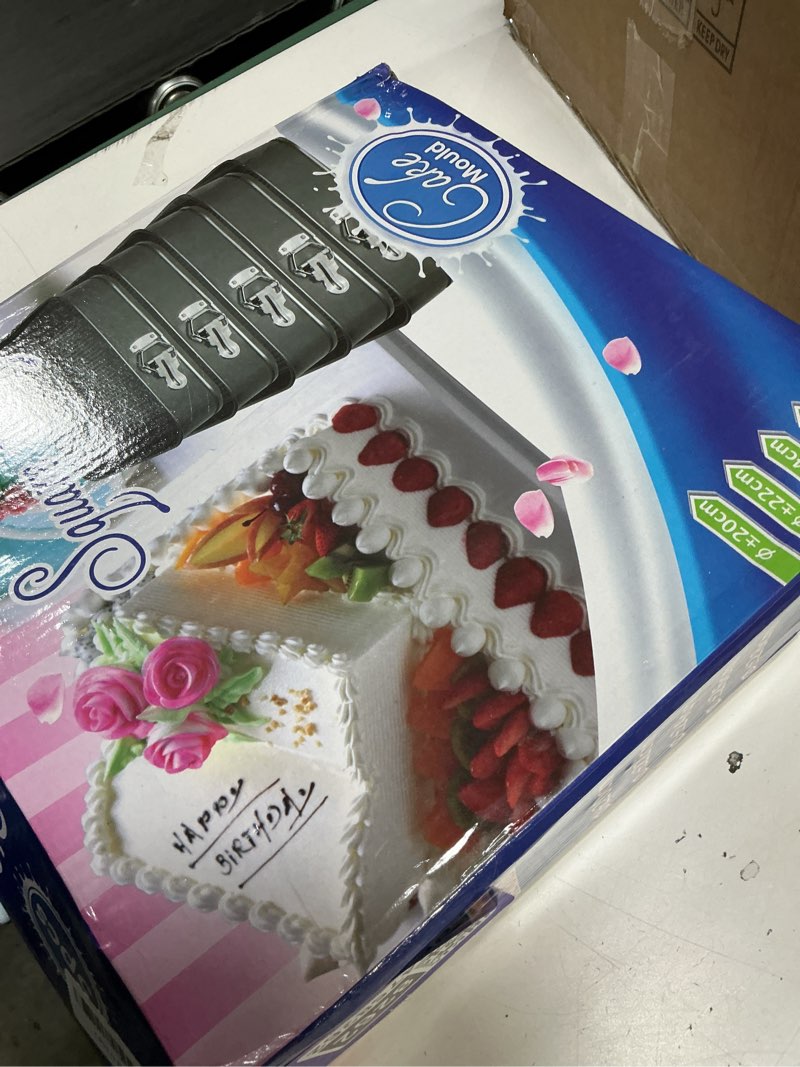 Condition photo showing Good Condition for cake square pan sets for baking + cake decorating supplies: 4 non-stick springform pans set (8.5,9.5, 10, 11 inches), icing tips, cake leveler – multi-functional leak-proof cheesecake pan & ebook