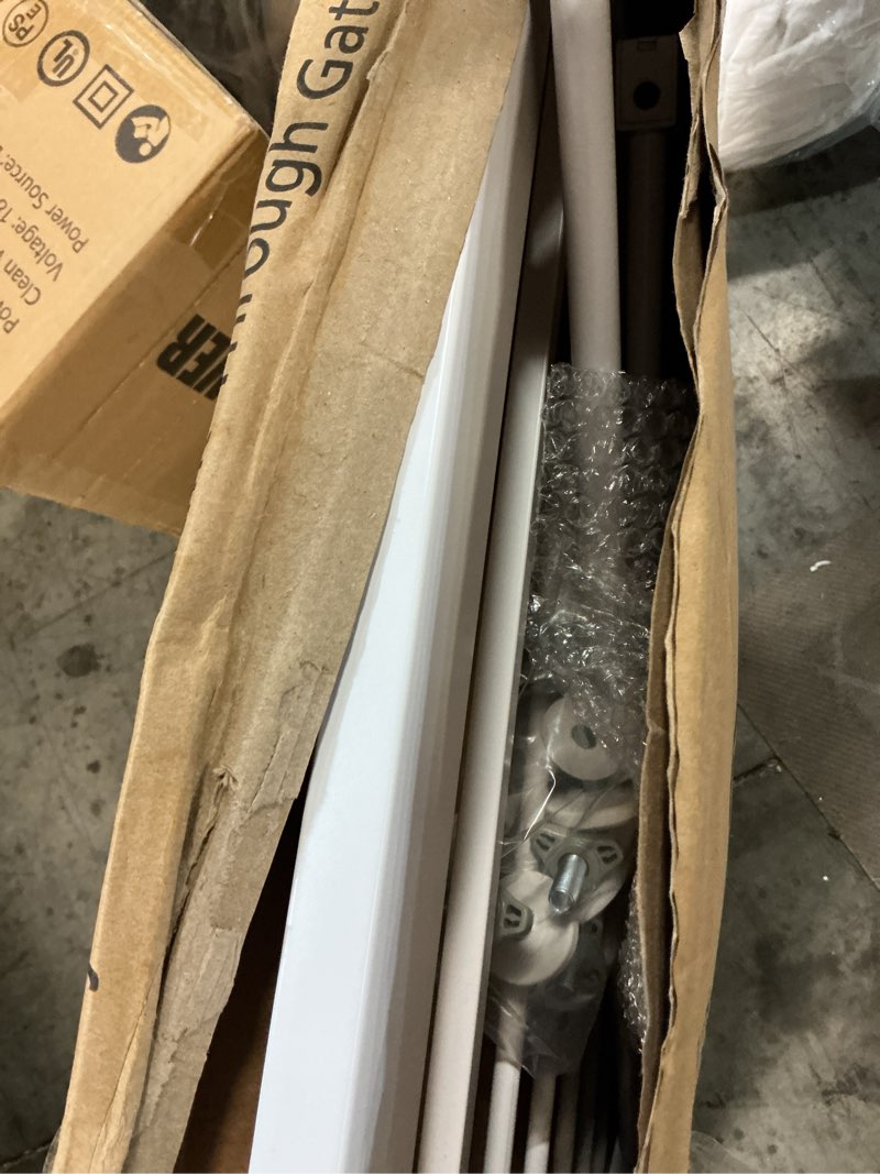 Condition photo showing As Is for Safety 1st Easy Install Walk Thru Baby Gate for Doorway With Door, Dog Gates, Fits 29"-38", Easy Install 28" Tall, White 1-Pack 29" to 38" Wide x 28" Tall White