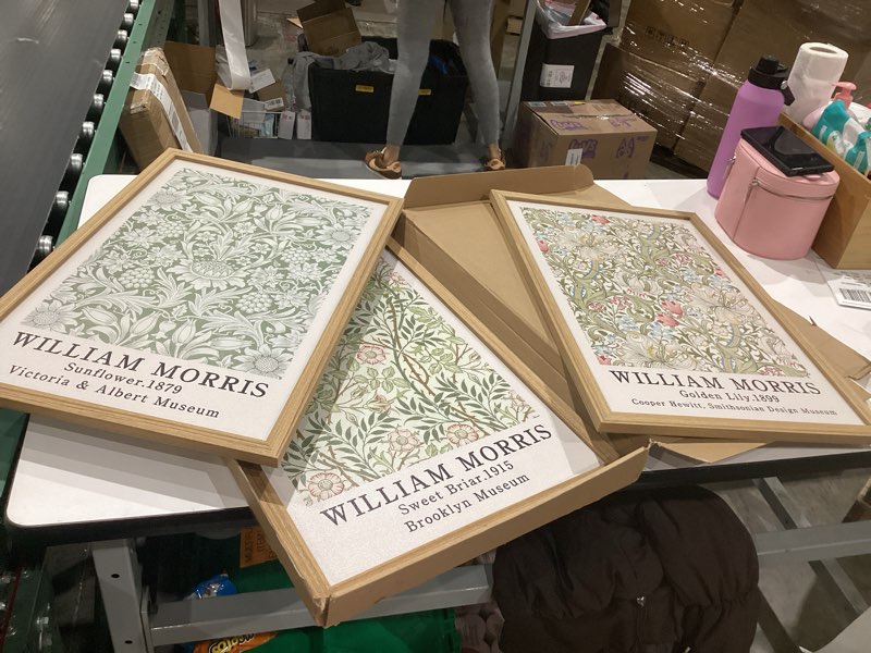 Condition photo showing Good Condition for sywennoi wood framed wall art print, classic william morris floral print, easy to hang fade resistant canvas art for bedroom, living room, bathroom, home office wall decor, 16x24 inches 24"l x 16"w morris floral