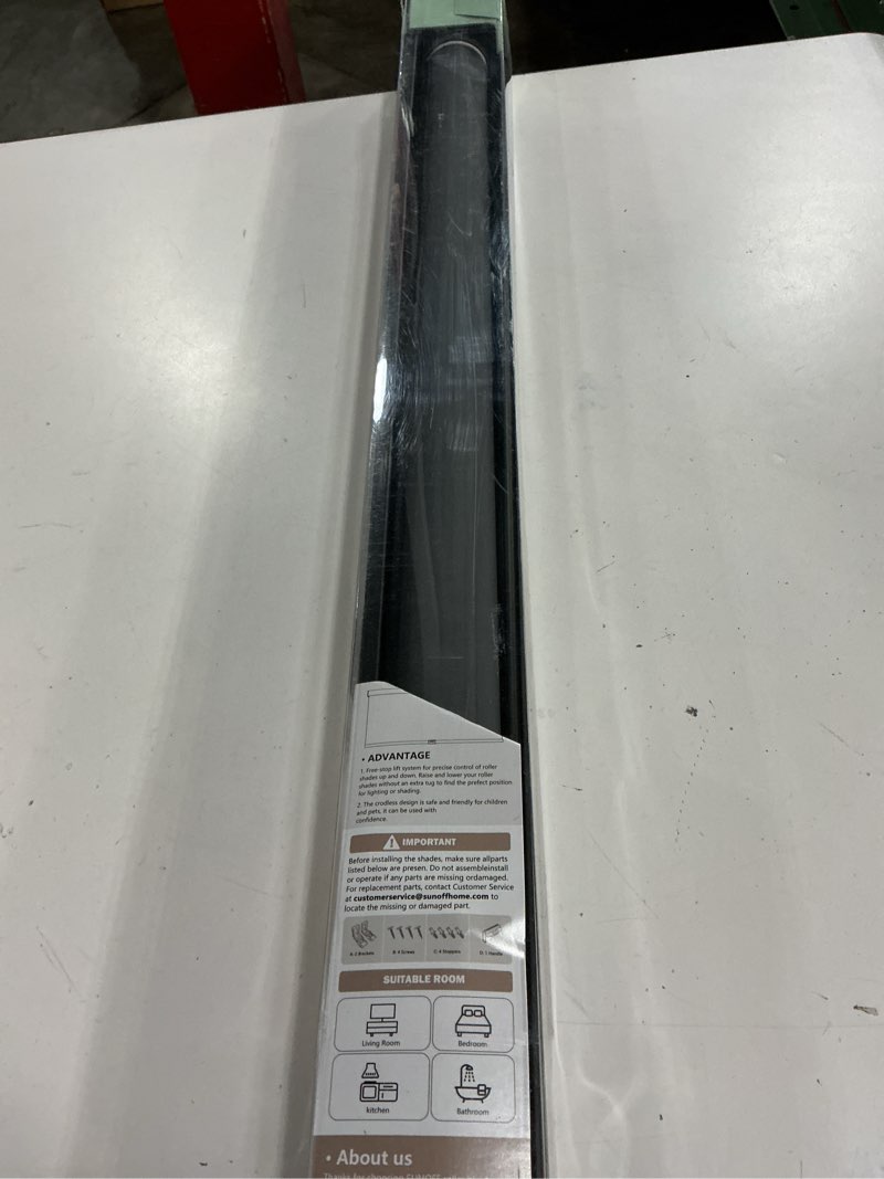 Condition photo showing New/Like New for cordless blackout roller shades blinds for windows free-stop,pull down room darkening with valance,thermal insulated woven fabric window door blinds for home,office,black 29" w x 72" l 29"w x 72"h black