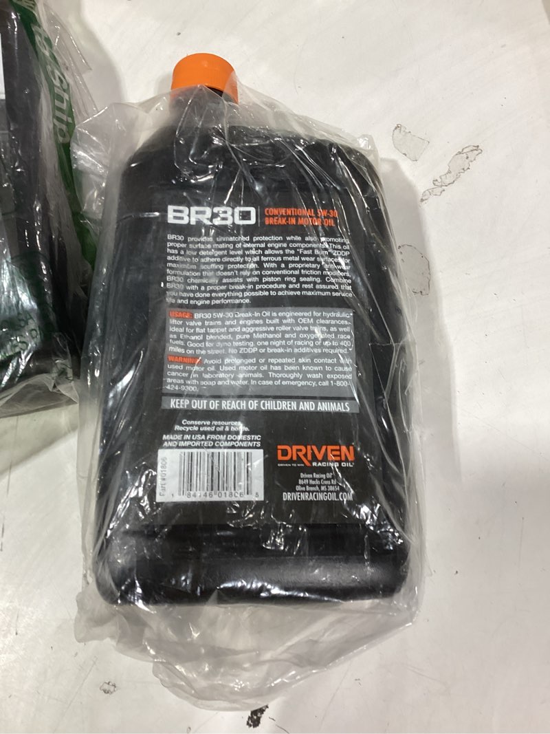 Condition photo showing As Is for driven racing oil br30 conventional break in oil 5w-30 quart bottle 1 quart (32 ounces)