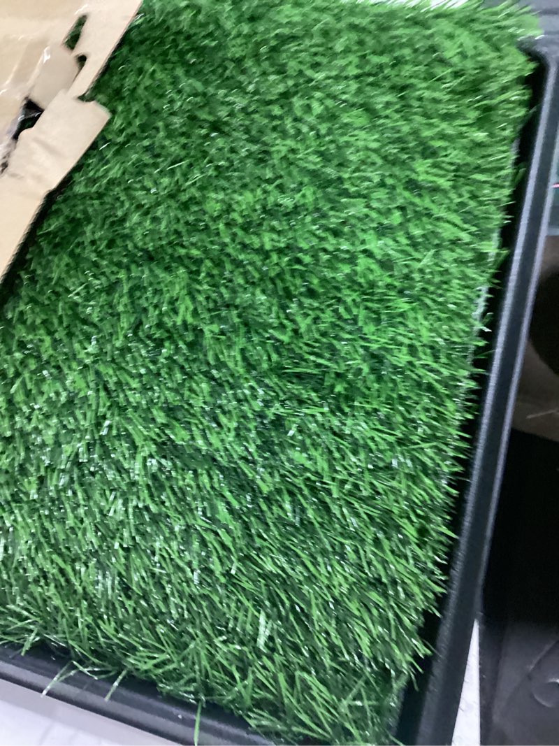 Condition photo showing New/Like New for loobani dog grass pad with tray - dog litter box - indoor potty for apartment and patio training - with 2 packs grass pee pads for replacement, 16×20 inch tray potty 16*20inch