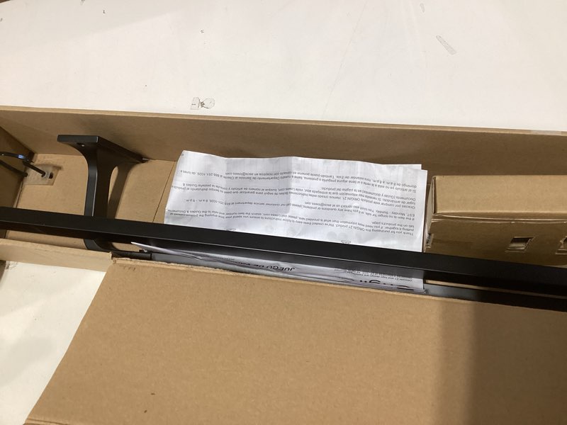 Condition photo showing As Is for origin 21 36-in to 72-in matte black iron corner with finials