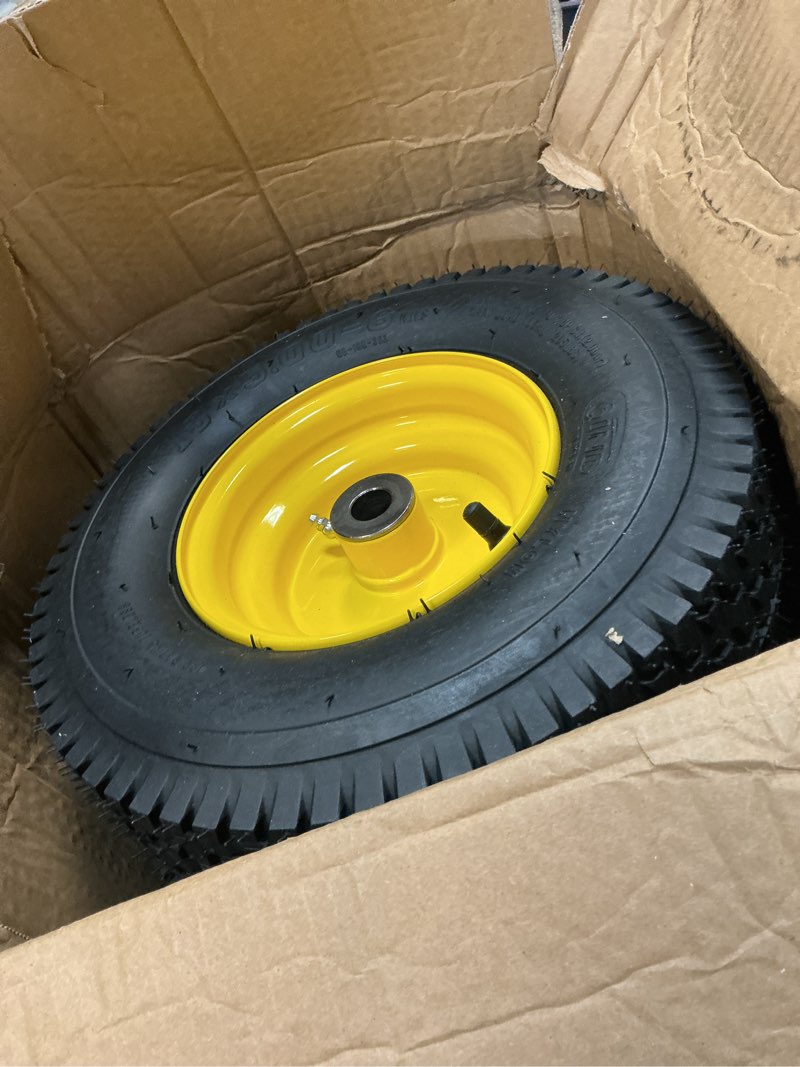 Condition photo showing Good Condition for mower tire and rim  13x5.00-6
