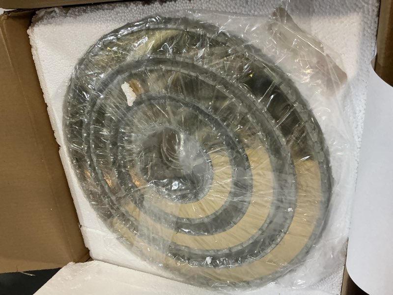 Condition photo showing Good Condition for frixchur 3 ring led chandelier modern crystal chandeliers led pendant lights gold ring chandelier for bedroom dining room high ceiling foyer (3000k warm light) 3 ring warm white