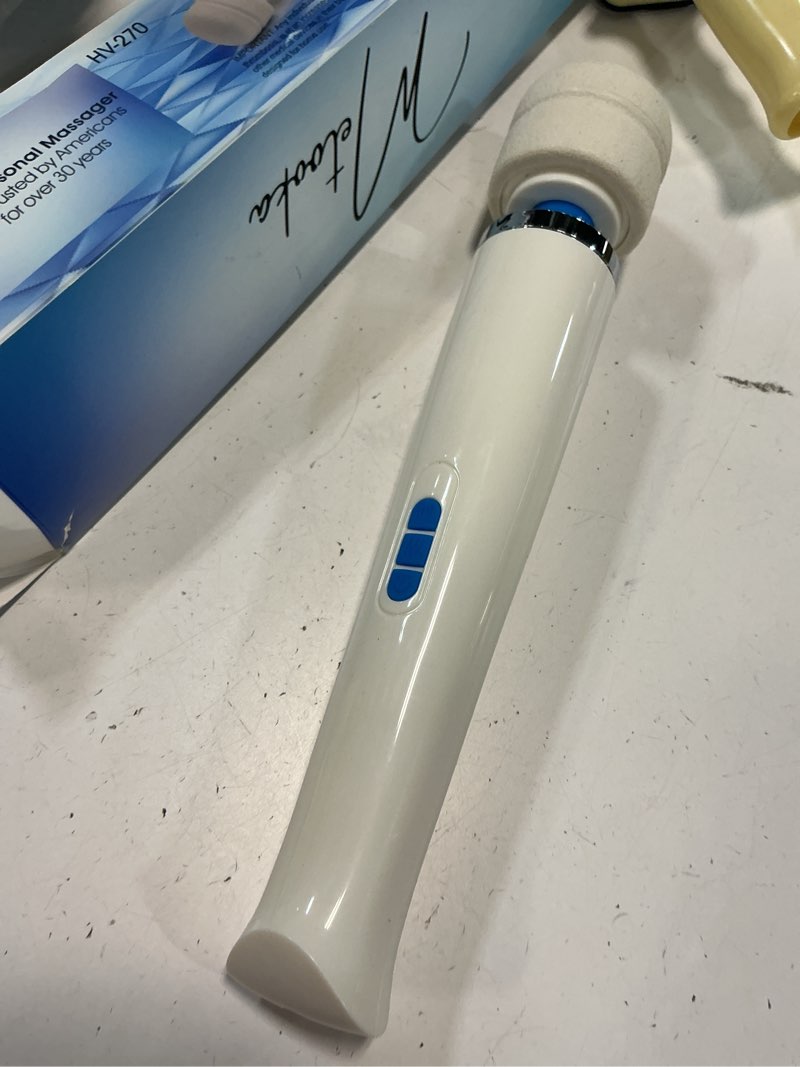 Condition photo showing Good Condition for Therapeutic Cordless Massager - Powerful Massage Tool Handheld 8 Speeds 20 Patterns - Rechargeable Hand Massagers for Sore Muscles - Hand Held Massage Wand Tool for Neck & Back White/Blue