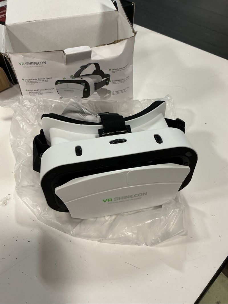 Condition photo showing Good Condition for virtual reality goggles, 3d vr glasses adjustable vr virtual reality headset with wide angle lens, universal 3d vr headset for kids adults, hd goggles for phone movies games white