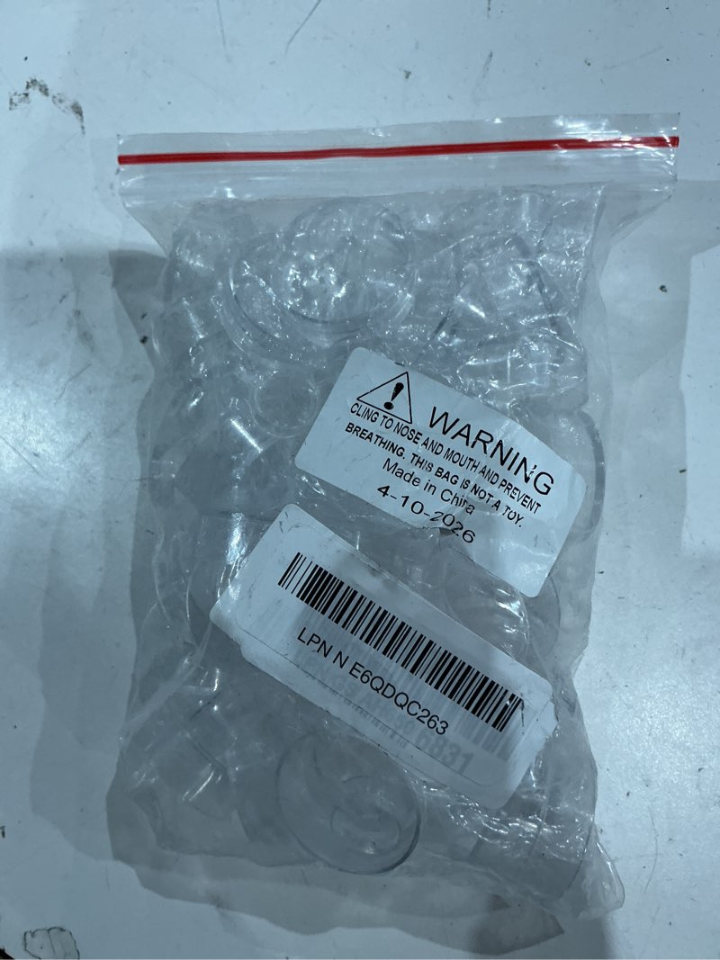 Condition photo showing As Is for (incomplete, missing pieces)100 pcs baseball holder ring stand 0.6/1.22 inch round acrylic stands, small display stand ring clea