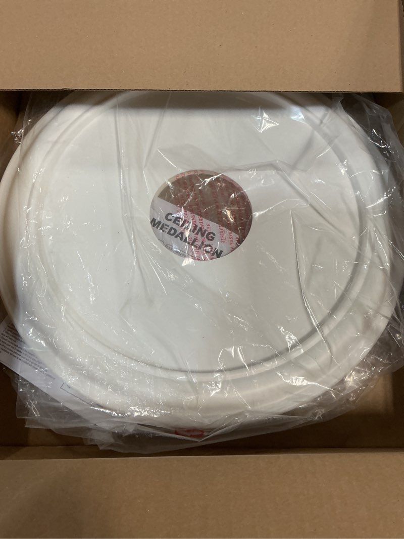 Condition photo showing Good Condition for Molded Nylon Ceiling Medallion for Light Fixtures and Ceiling Fans 16"OD x 4"ID x 3/4"P (Fits Canopies up to 12-3/8") White White-16