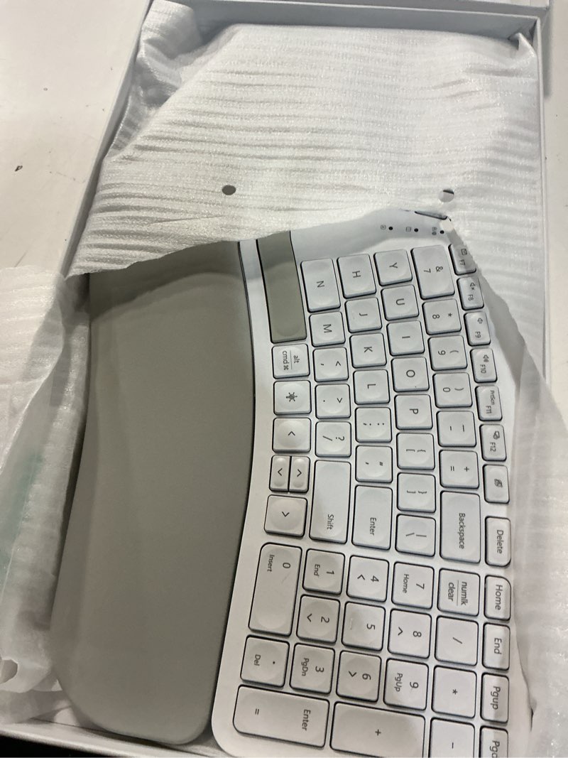 Condition photo showing Good Condition for nulea rt05 wireless ergonomic keyboard, split keyboard with wrist rest, usb-c charging, 7-color backlight, natural typing, bluetooth and usb connectivity, compatible with windows,mac white