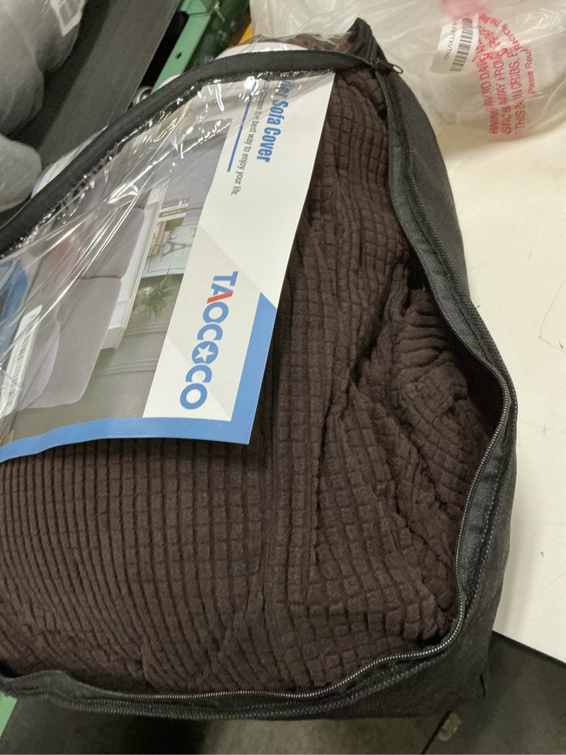 Condition photo showing Good Condition for taococo recliner couch covers for 3 seat, 8-pieces stretch large couch covers for 3 seats reclining slipcovers soft jacquard pattern furniture protector, chocolate chocolate 3 seat