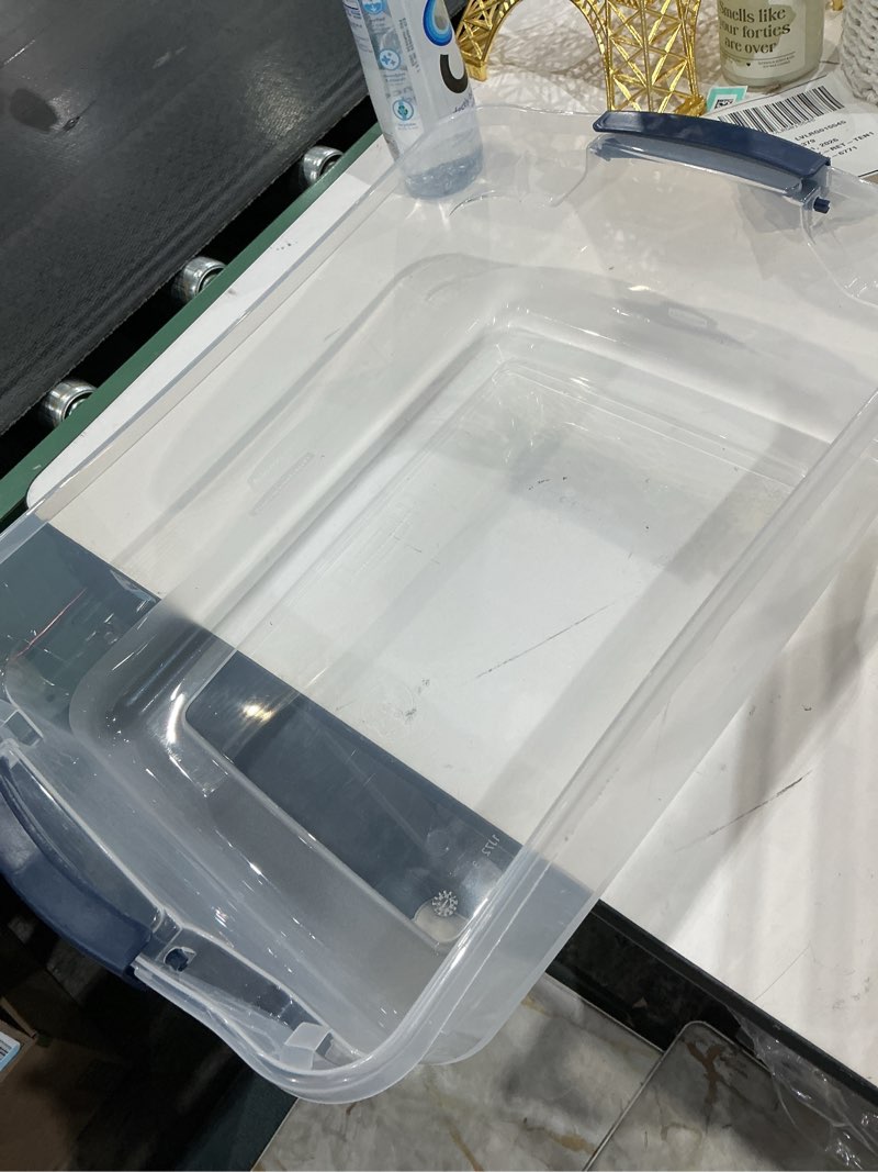 Condition photo showing Good Condition for incomplete ))))rubbermaid cleverstore  clear storage bins with lids,stackable, bpa-free, made in usa
