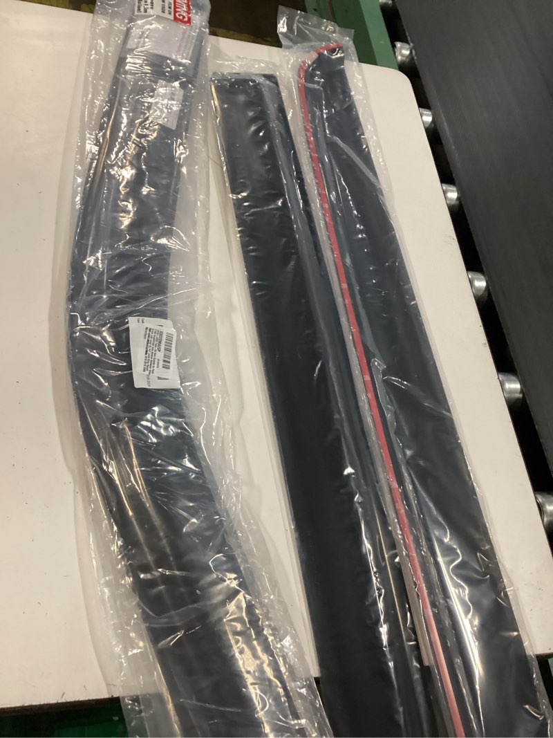 Condition photo showing New/Like New for 2015-2025 tape-on side window deflector visors for ford f150 supercrew (crew cab) xl xlt lariat king ranch platinum limited lightning dark tinted rain guards 2018 2019 2020 2021 2022 2023 2024 for f-150 supercrew 2015-2025