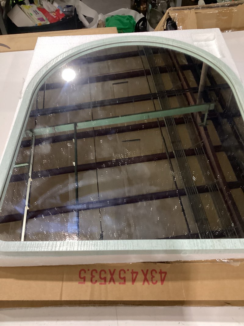Condition photo showing Good Condition for wall mirror arch rustic wood mirror decorative hanging mirror for bathroom bedroom farmhouse entryway hallway large 20"×16" 20"l x 16"w light green