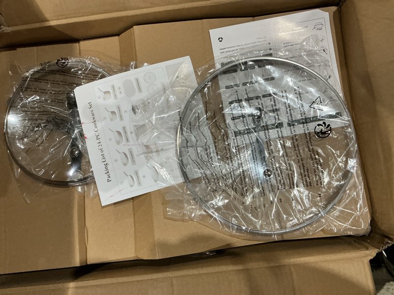 Condition photo showing Good Condition for 25pcs pots and pans set non stick, ceramic cookware with titanium-reinforced nonstick coating, pfas-free & induction ready, long-lasting performance, full kitchen set with 3 casseroles