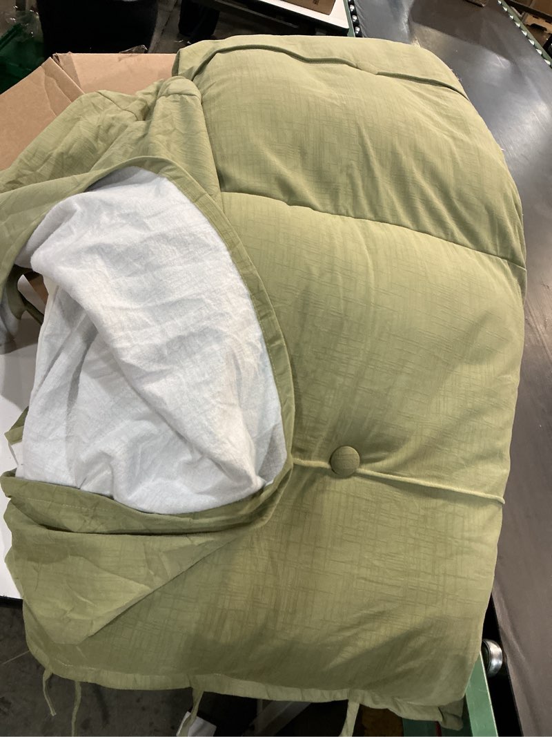 Condition photo showing As Is for CAMZ Thicken Bed Headboard Cover, Japanese Linen Bed Headboard Cushion for Full Queen King Anti-Collision Dustproof Protector Padding Cover (Dark Green,59x31.5x4in) Dark Green 59x31.5x4in