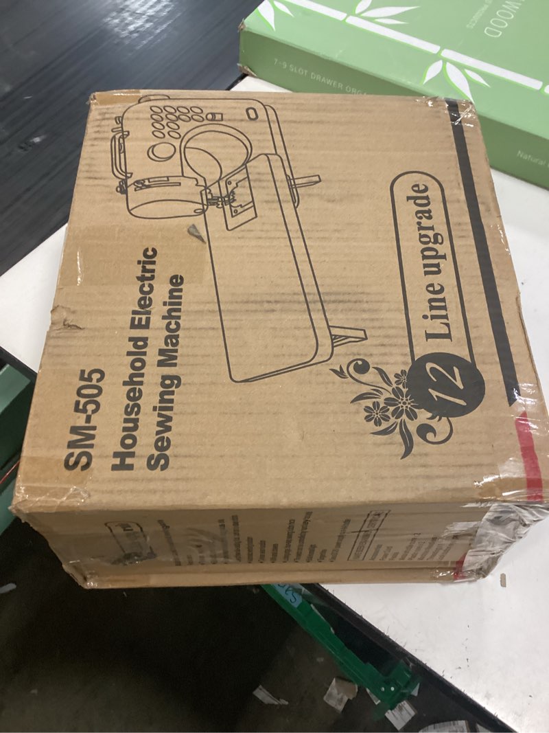 Condition photo showing New/Like New for sewing machine for beginners with extension table portable large heavy duty sewing machines kit supplies 12 built-in stitches with needles assorted thread kit starter kit easiest for adult and kids white and blue