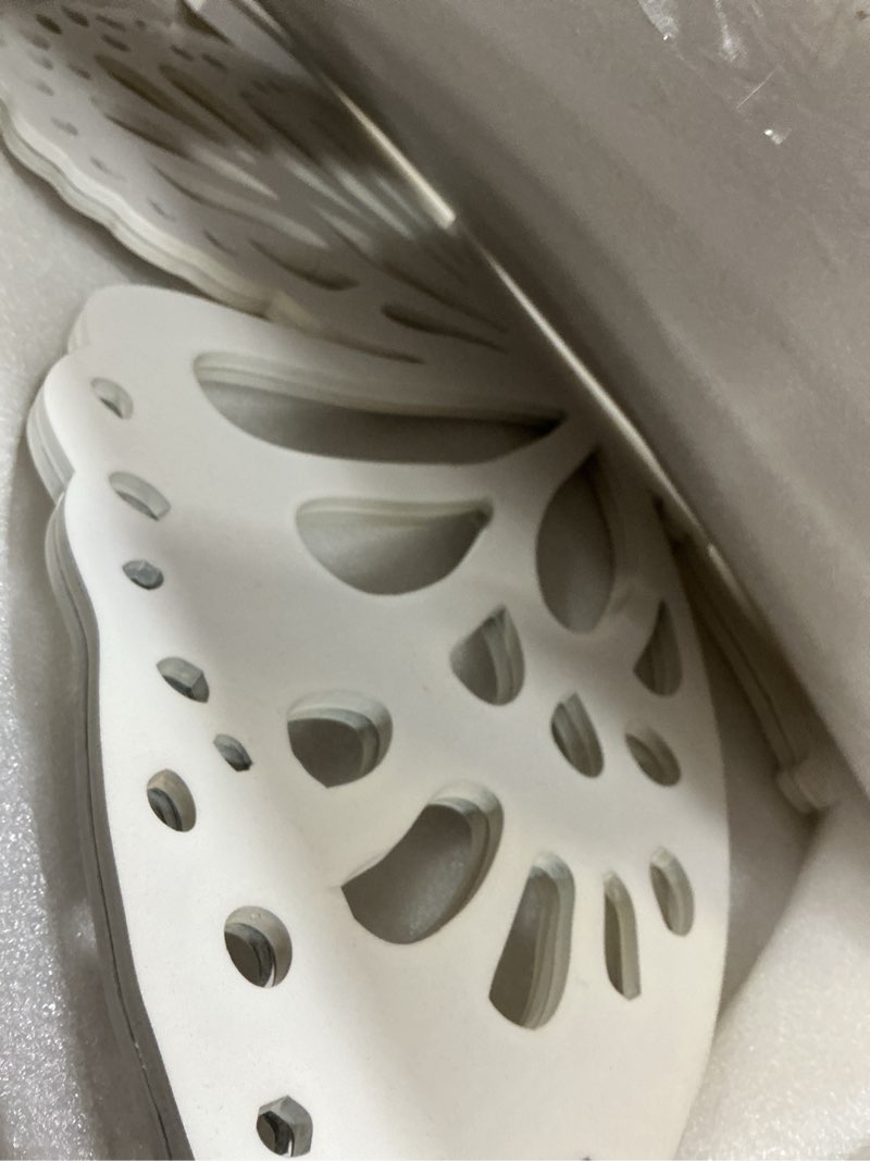 Condition photo showing Good Condition for large wooden butterfly decor 24 x 28 inches standing wood decoupage carved craft for weddings baby showers parties adjustable wings diy backdrop garden indoor decoration