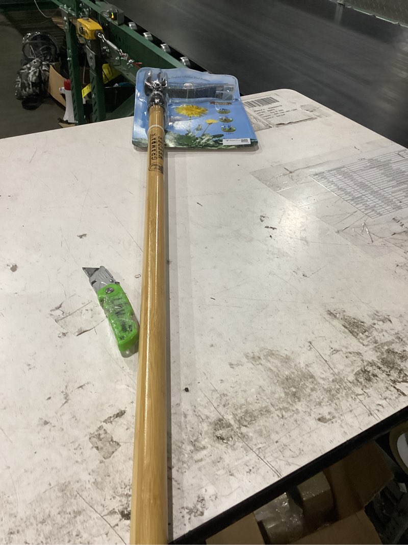 Condition photo showing New/Like New for grampa s weeder - the original stand up weed puller tool with long handle - made with 4-claw steel head design - easily remove weeds without bending  pulling  or kneeling