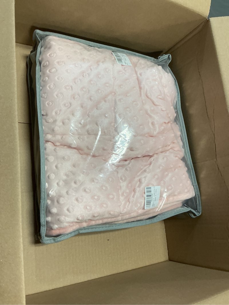 Condition photo showing Good Condition for ALANSMA Reversible Weighted Blanket for All Season, Luxury Velvet, Warm and Cool, Adult Kids 5Lb Weighted Blanket, Enjoy Sleeping Anywhere(Pink,36"x48" 5lbs) Pink 36''x48'' 5lbs