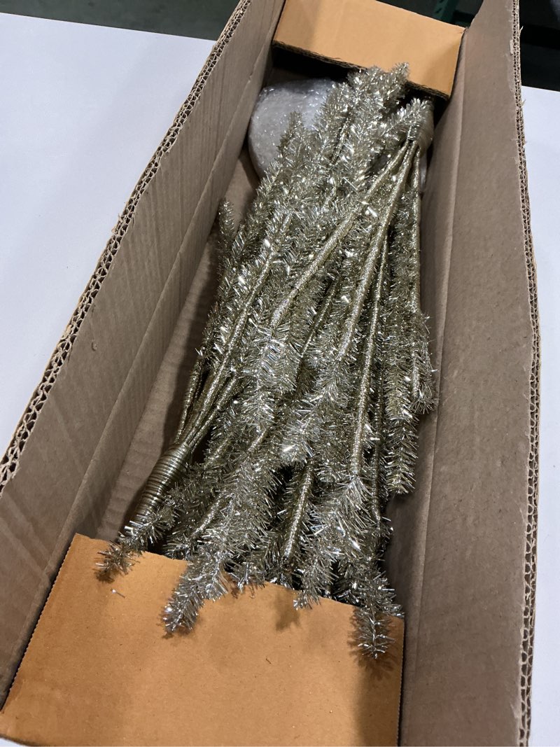 Condition photo showing Good Condition for 40 Inch Tinsel Christ mas Tree Antique Silver - 3.33 Foot Tinsel Pine Tree