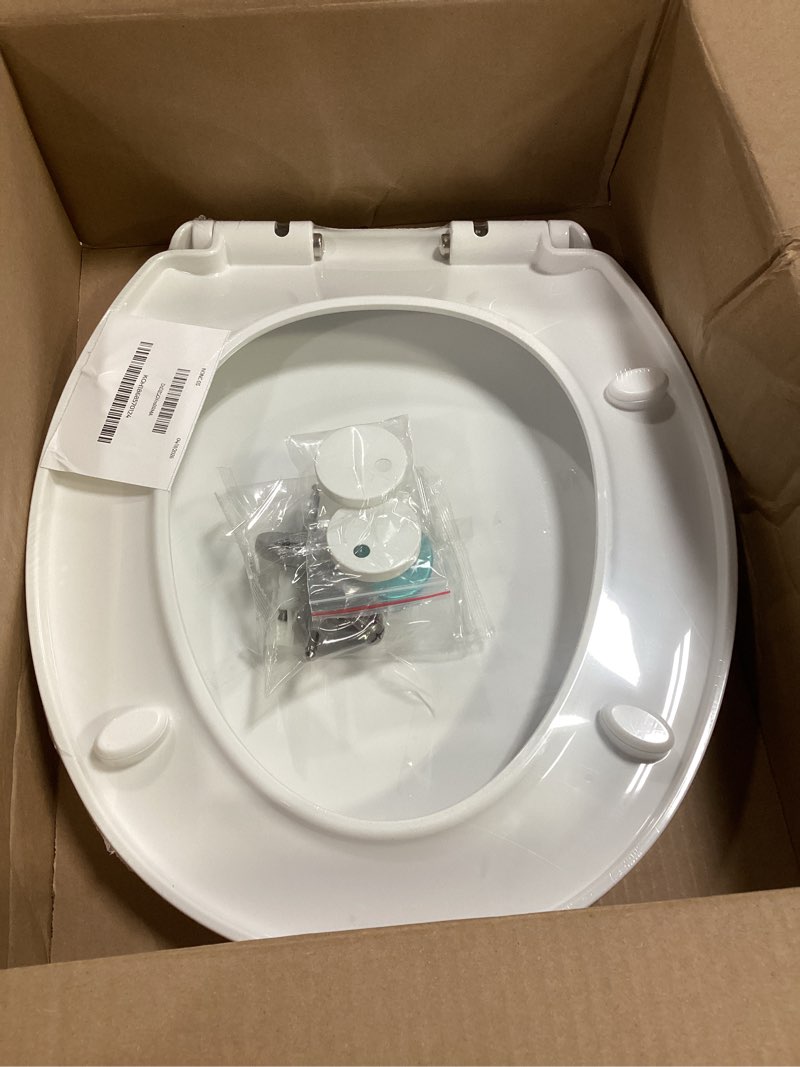 Condition photo showing Good Condition for slow closing round seat compatible with toto drake and eco drake toilets replacement part ss113, quick release toilet lid easy to install and clean, non-slip bumpers, cotton white