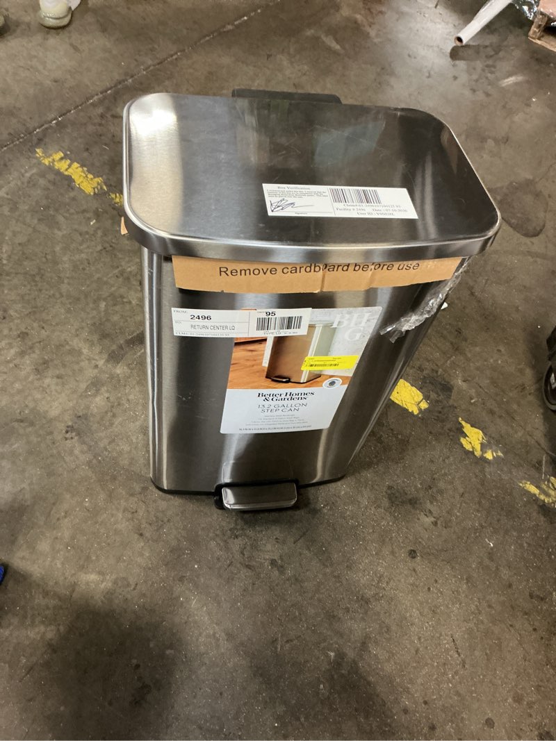 Condition photo showing As Is for better homes & gardens  13.2 gallon step can