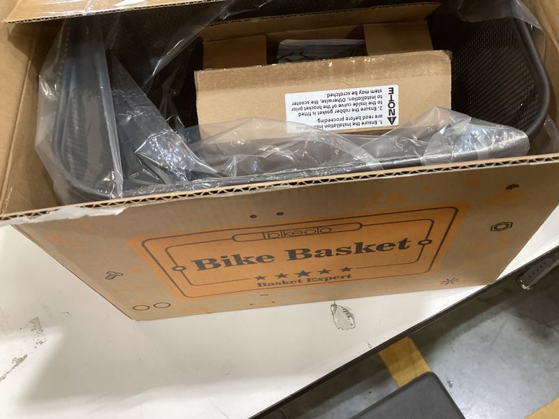 Condition photo showing Good Condition for iblkeoto quick release electric scooter basket for adults heavy-duty extra thick study iron mesh e-scooter front baskets 70lb capacity, bottle holder & handle, easy install portable removable mobility