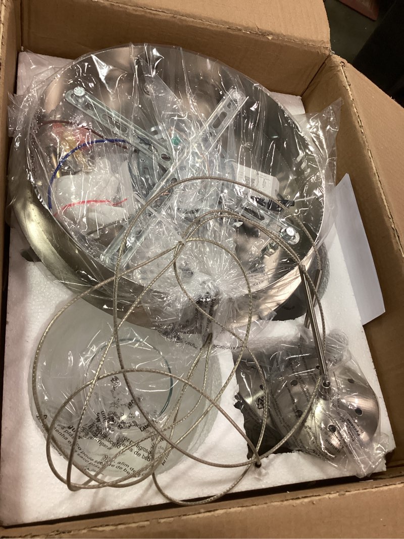 Condition photo showing Good Condition for KoKo&Yukina 3-Light Globe Glass Pendant Light Modern Nickel Clear Globe Glass Chandelier Adjustable 