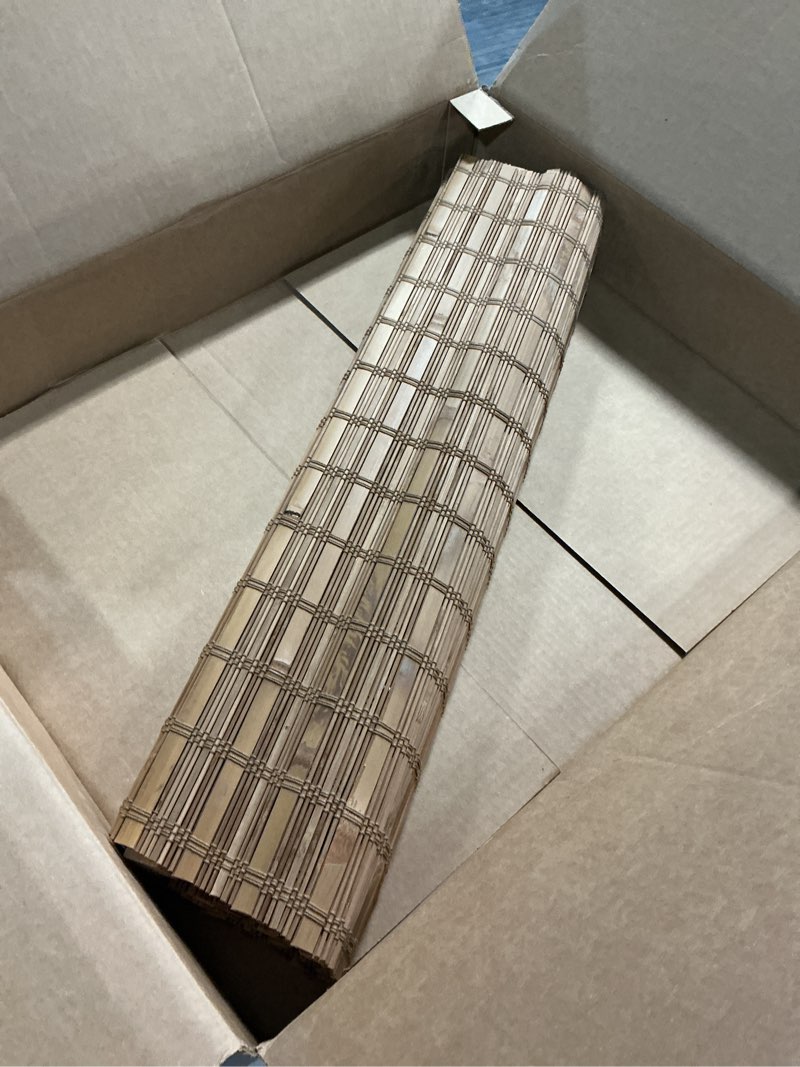 Condition photo showing As Is for Cordless Bamboo Roman Shades, Roll Up Bamboo Window Shades for Interior Windows, Home and Garden, Light Filtering (24''W x 72''H) 24"W x 72"H Color 3