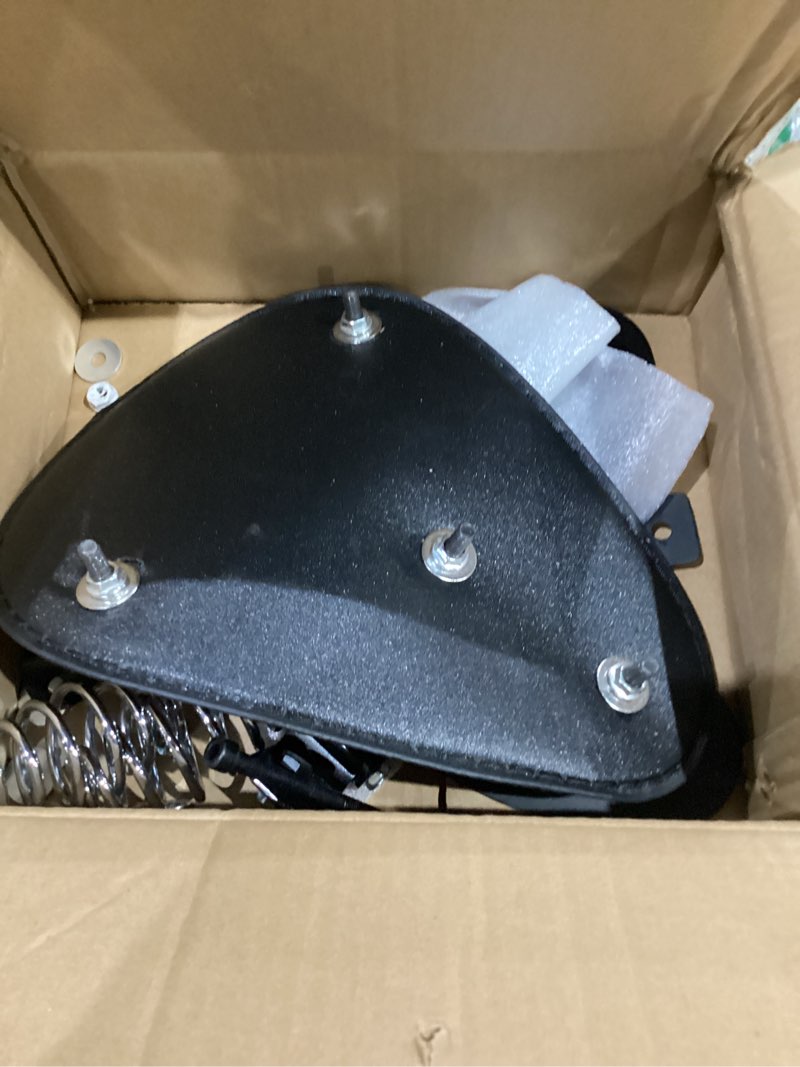 Condition photo showing As Is for labwork motorcycle crocodile style leather cushion solo seat with cushion spring base plate bracket brown