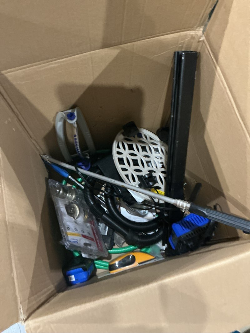 Condition photo showing As Is for assorted home improvement lot (small tools, screw, home accessories, etc.)