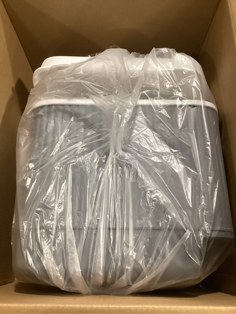 Condition photo showing As Is for Upgraded Fully Enclosed Cat Litter Box with Lid, Covered Cat Box Enclosure, Anti-Splashing Easy to Clean Kitty Litter Boxes with Drawer, 3 Modes can Use from Kitten to Adult(White&Grey)