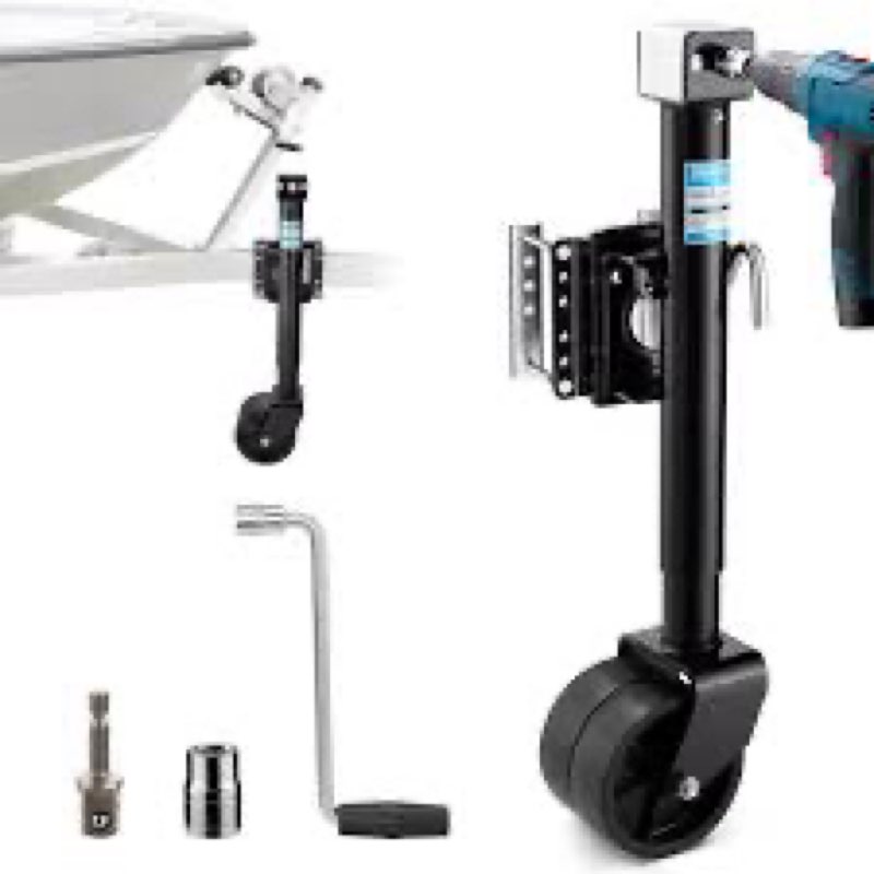 Kohree 2000 lbs Trailer Jack with Dual Wheel, 20-24V Cordless Drill Compatible, Heavy Duty Bolt on T