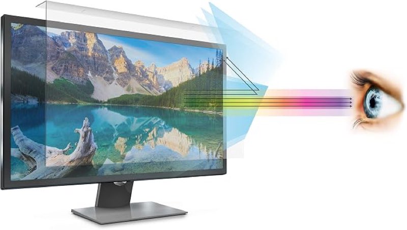 anti blue light screen filter for 21 and 22 inches widescreen desktop monitor, blocks excessive harmful blue light, reduce eye fatigue and eye