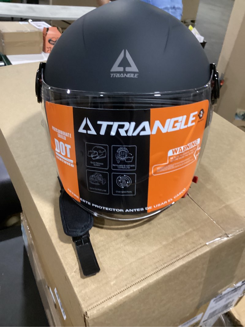 Condition photo showing Good Condition for triangle open face motorcycle helmet retro 3/4 helmets with clear visor for men women dot approved small matte black