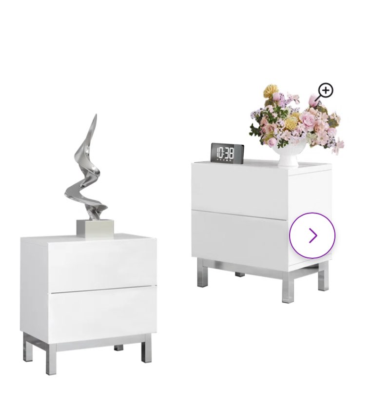 High Gloss Electroplated Nightstand Color: White