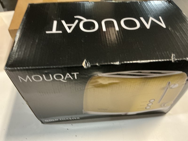 Condition photo showing New/Like New for Gold 2 Slice Toaster, Wide Slot Stainless Steel, 6 Shade Settings, Bagel, Defrost & Cancel Functions, Removable Crumb Tray, Different Toast Sizes, Cord Wrap, 825w