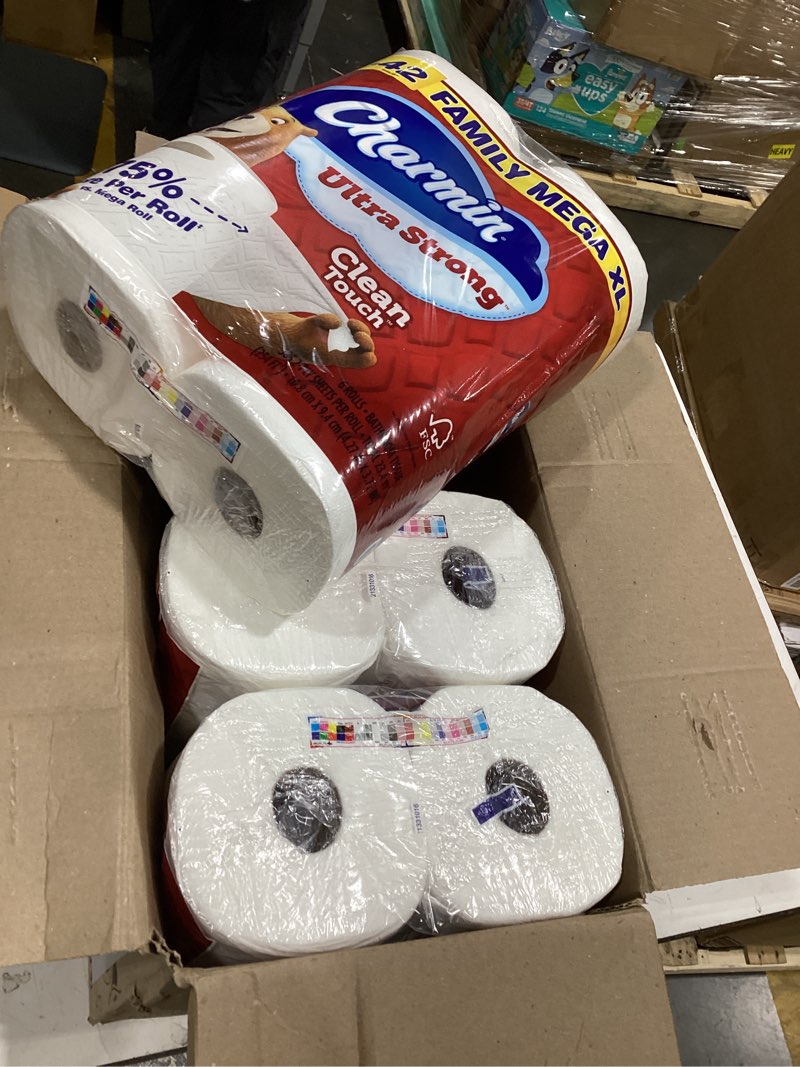 Condition photo showing New/Like New for charmin ultra strong clean touch toilet paper, 18 family mega xl rolls = 126 regular rolls family mega xl 18 rolls (385 sheets)