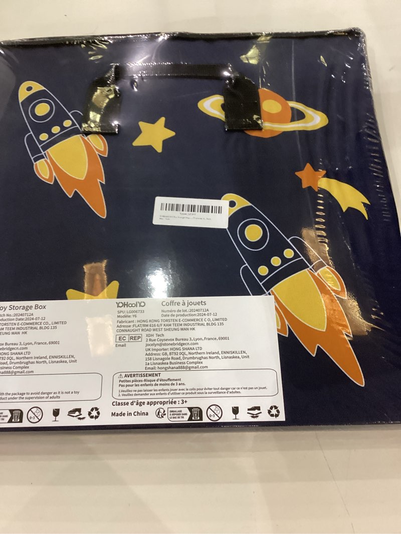 YOHOOLYO 2 In 1 Toy Storage Play Mat, Storage Box for Kids Children Space Adventures Design,Nursery,