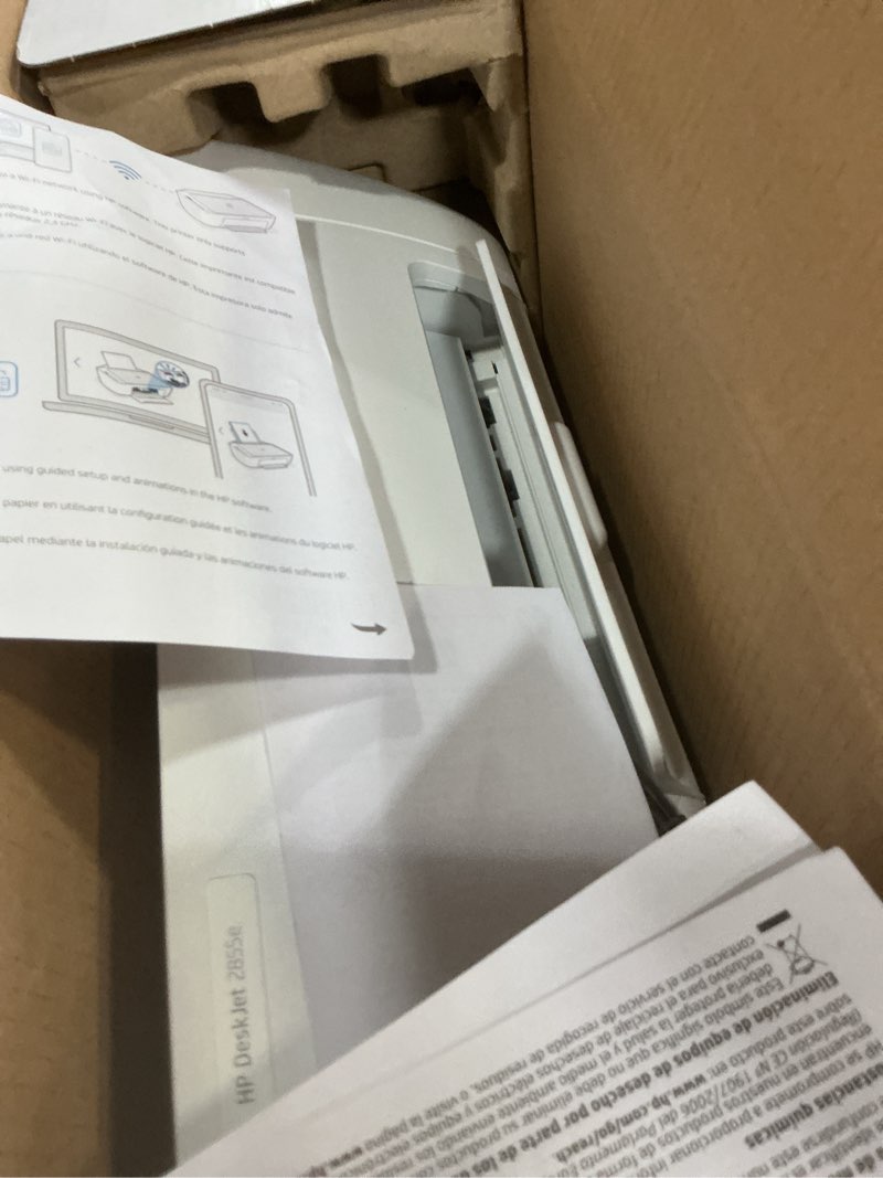 Condition photo showing As Is for HP DeskJet 2855e Wireless All-in-One Color Inkjet Printer, Scanner, Copier, Best-for-home, 3 months of Instant Ink included, Single-band Wi-Fi connectivity (588S5A)