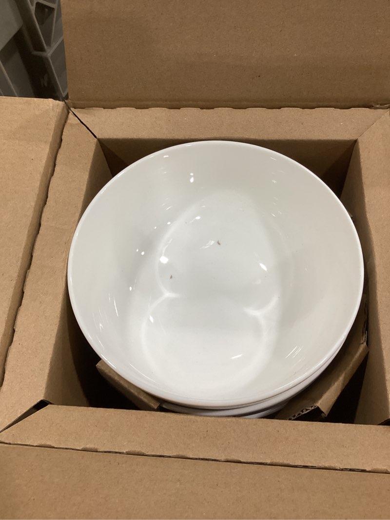 Condition photo showing New/Like New for DOWAN 22 OZ White Ceramic Bowls Set of 4 - Perfect for Soup Bowls for Kitchen, Cereal Bowl, Ramen Bowl, Microwave Safe for Oatmeal, Fruit,Salad and Rice Bowl - Dishwasher & Microwave Safe 22 OZ Soft White